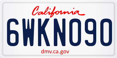 CA license plate 6WKN090