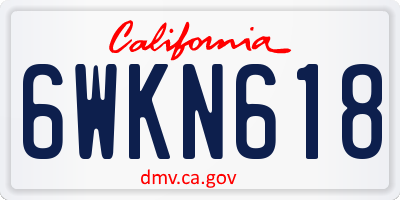 CA license plate 6WKN618