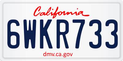 CA license plate 6WKR733