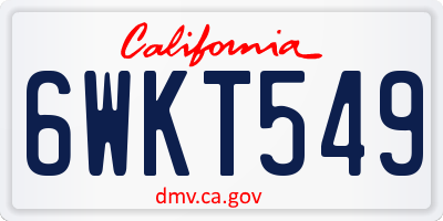 CA license plate 6WKT549