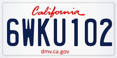 CA license plate 6WKU102