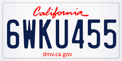 CA license plate 6WKU455