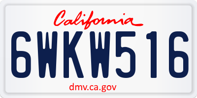 CA license plate 6WKW516