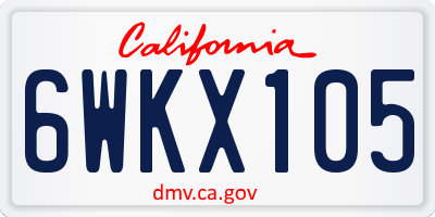 CA license plate 6WKX105
