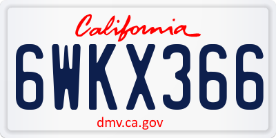 CA license plate 6WKX366