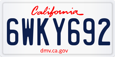 CA license plate 6WKY692