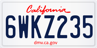 CA license plate 6WKZ235