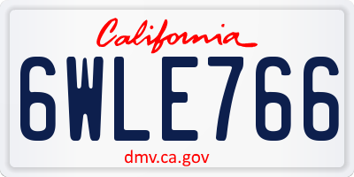CA license plate 6WLE766