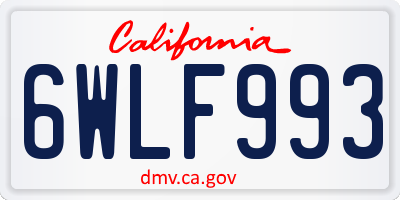 CA license plate 6WLF993
