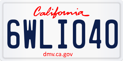 CA license plate 6WLI040