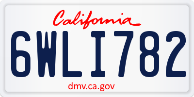 CA license plate 6WLI782