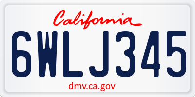 CA license plate 6WLJ345