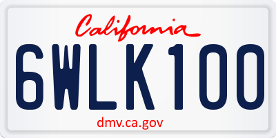 CA license plate 6WLK100