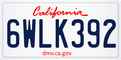 CA license plate 6WLK392