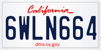 CA license plate 6WLN664