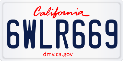 CA license plate 6WLR669
