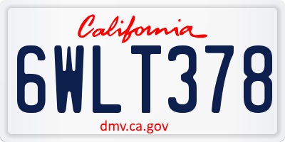 CA license plate 6WLT378