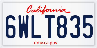 CA license plate 6WLT835