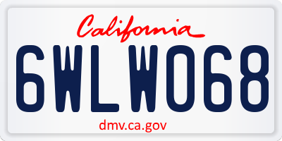 CA license plate 6WLW068