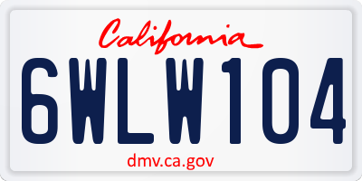 CA license plate 6WLW104