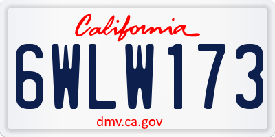 CA license plate 6WLW173