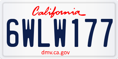 CA license plate 6WLW177