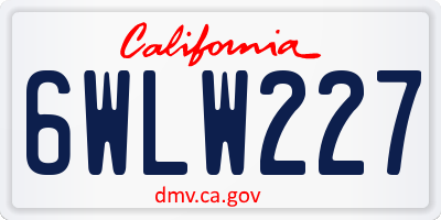 CA license plate 6WLW227