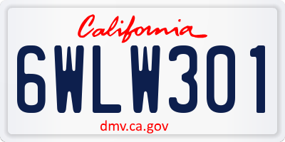 CA license plate 6WLW301