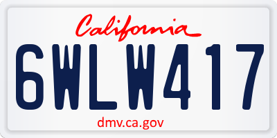 CA license plate 6WLW417