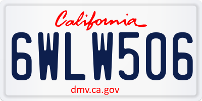 CA license plate 6WLW506