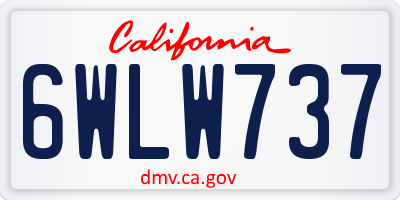 CA license plate 6WLW737