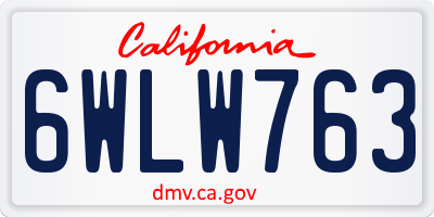 CA license plate 6WLW763