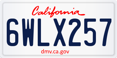 CA license plate 6WLX257
