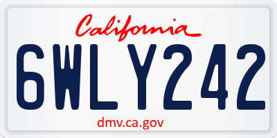 CA license plate 6WLY242