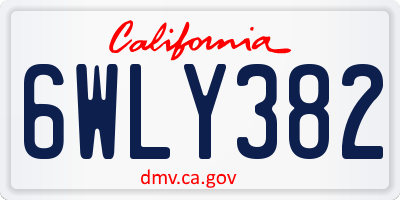 CA license plate 6WLY382