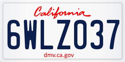 CA license plate 6WLZ037