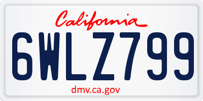 CA license plate 6WLZ799