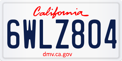 CA license plate 6WLZ804