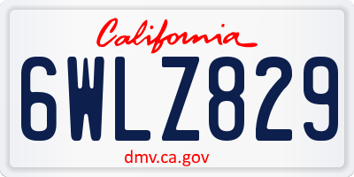 CA license plate 6WLZ829