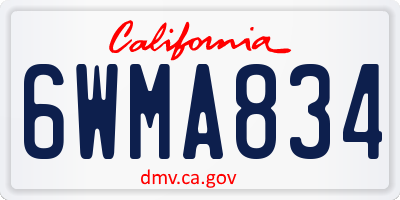 CA license plate 6WMA834
