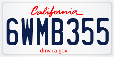 CA license plate 6WMB355
