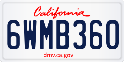 CA license plate 6WMB360