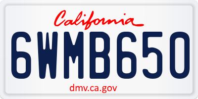 CA license plate 6WMB650