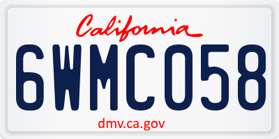 CA license plate 6WMC058