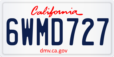 CA license plate 6WMD727