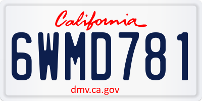 CA license plate 6WMD781