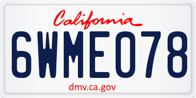 CA license plate 6WME078