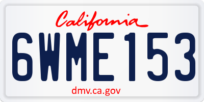 CA license plate 6WME153