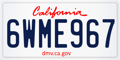 CA license plate 6WME967