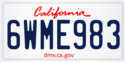 CA license plate 6WME983
